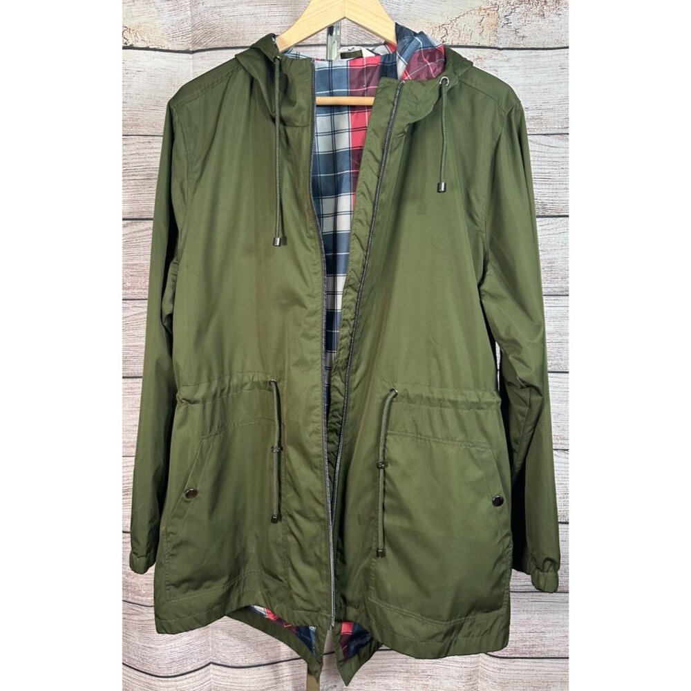 Time and Tru Women’s Green Windbreaker Jacket XL Hooded Zip Up Drawstring Waist - Picture 5 of 10